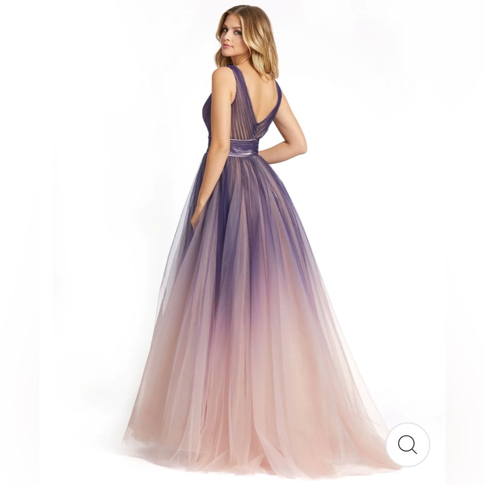 NWT Mac Duggal #20221 Pink Purple Ombré Tulle Ball Gown Size 10
